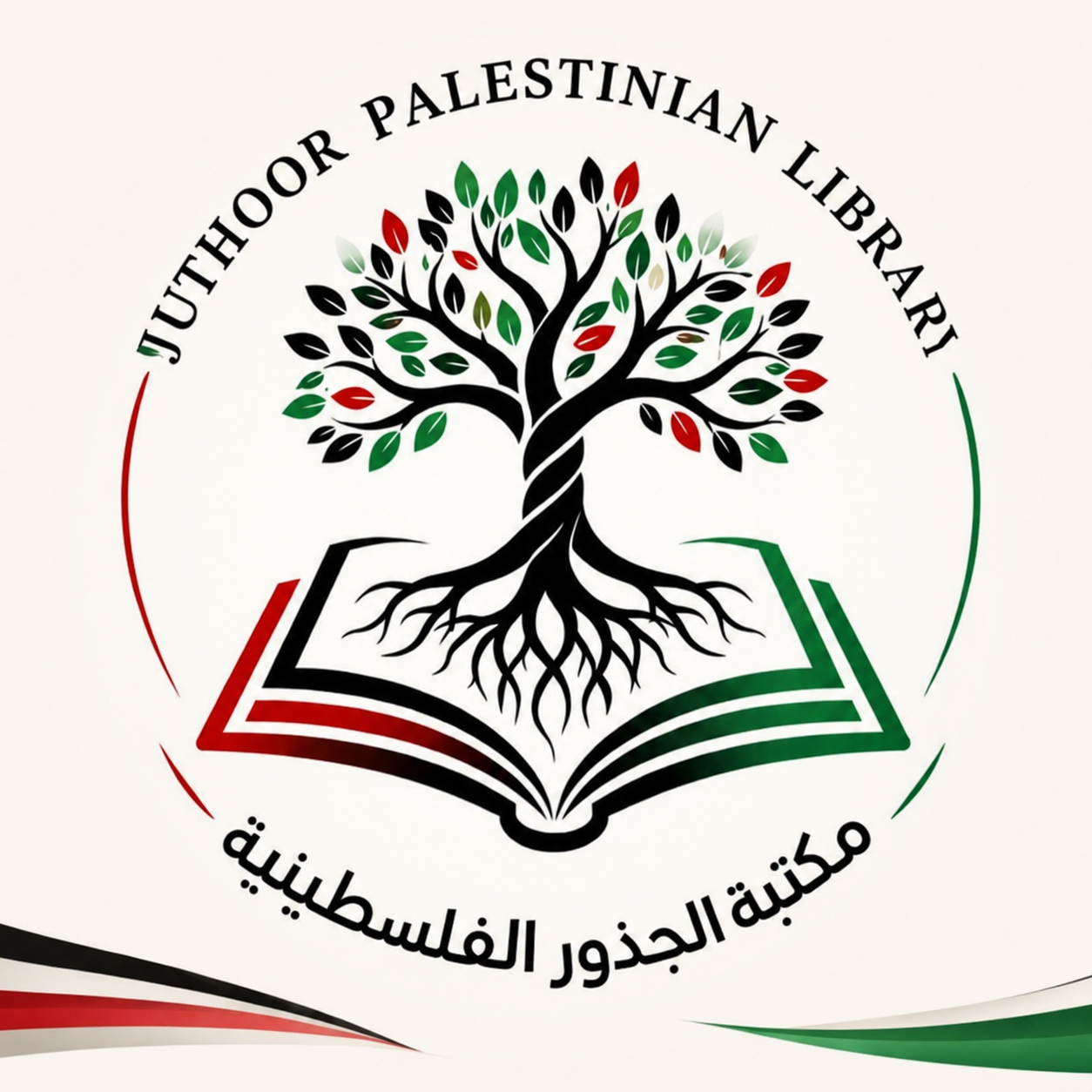 شعار مكتبة الجذور الفلسطينية